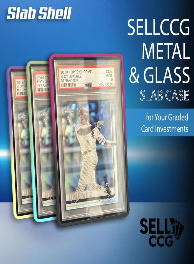 SellCCG - PSA Slab Shell Case Graded Card Guard PSA, TAG & CGC Metal Magnetic UV Protection Glass Display Bumper Box Protector (3PC Gradient (Purple-Black, Blue-Yellow, Violet-Gold)) - Image 2